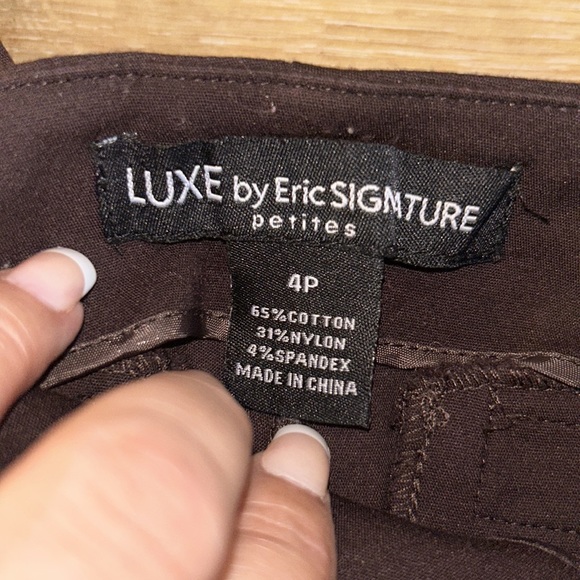 LUXE by Eric Signature Brown Stretchy Dress Slacks - Picture 2 of 7